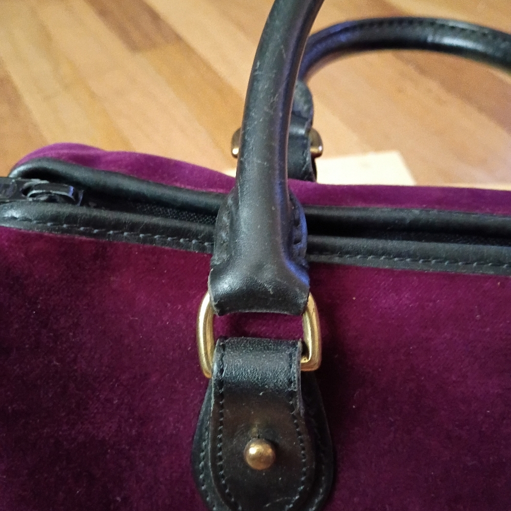 Dooney And Bourke Vintage Velvet Purple Satchel - Picture 4 of 8